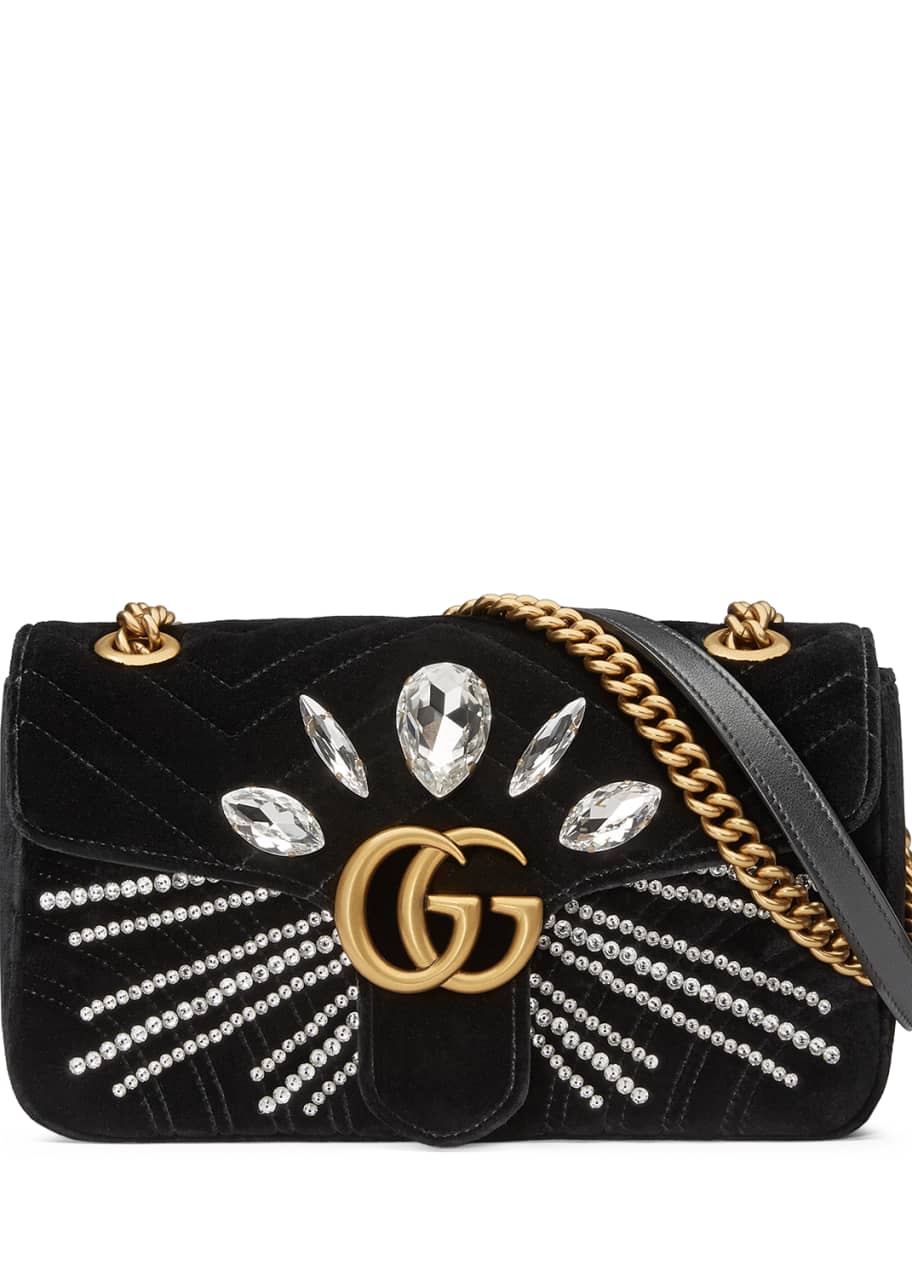 Gucci GG Marmont Matelasse Embellished Velvet Crossbody Bag (SHG