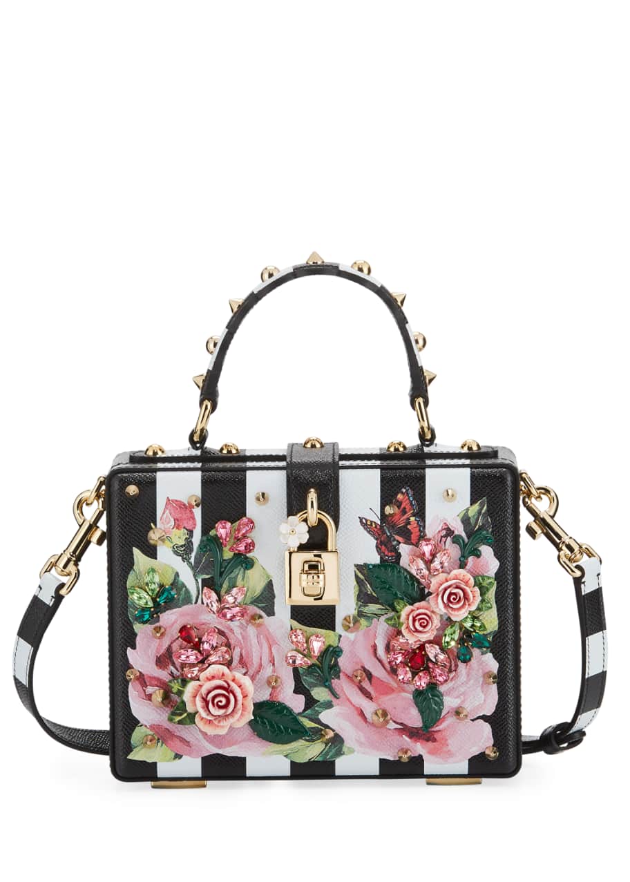 Dolce & Gabbana Dolce Stripe Box Bag with Roses - Bergdorf Goodman