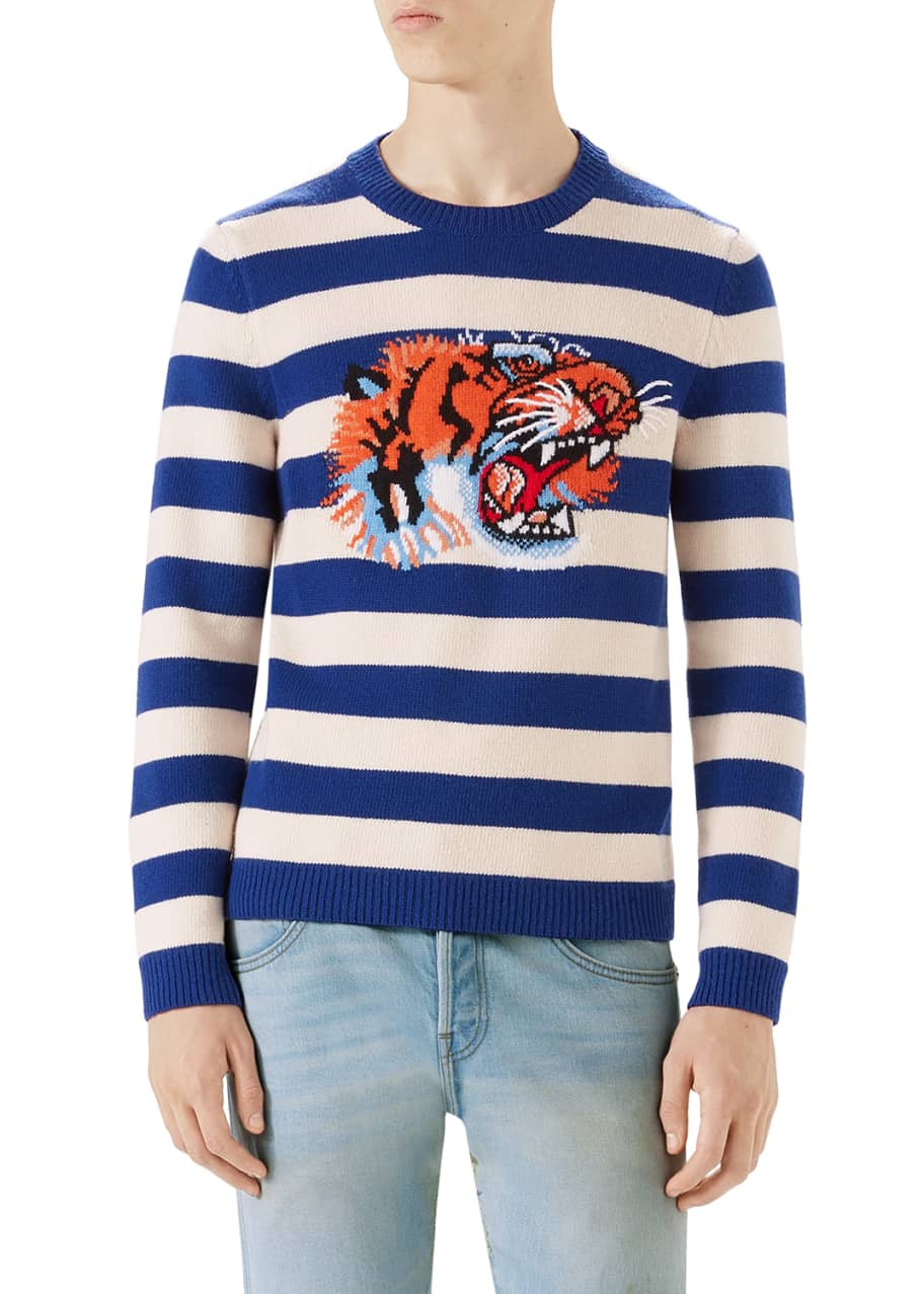 Gucci Striped Tiger Head Sweater - Bergdorf Goodman