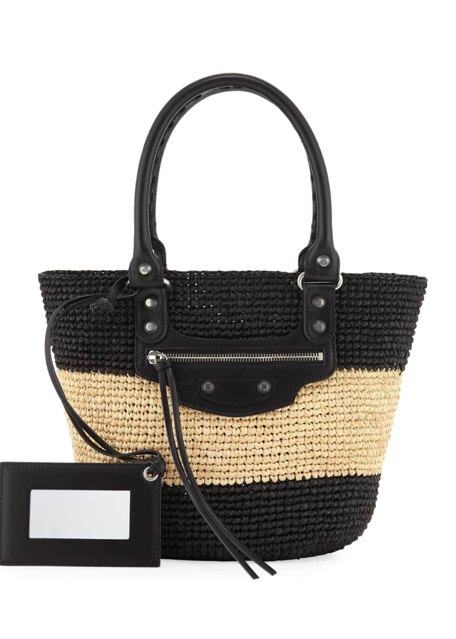 Balenciaga Panier Extra Small Striped Raffia Tote Bag Bergdorf