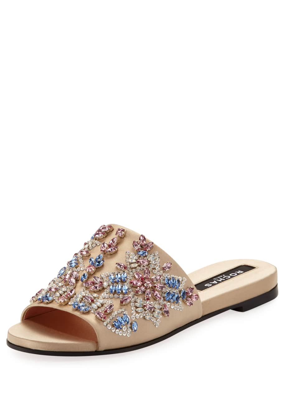Image 1 of 1: Embellished Satin Slide Sandals