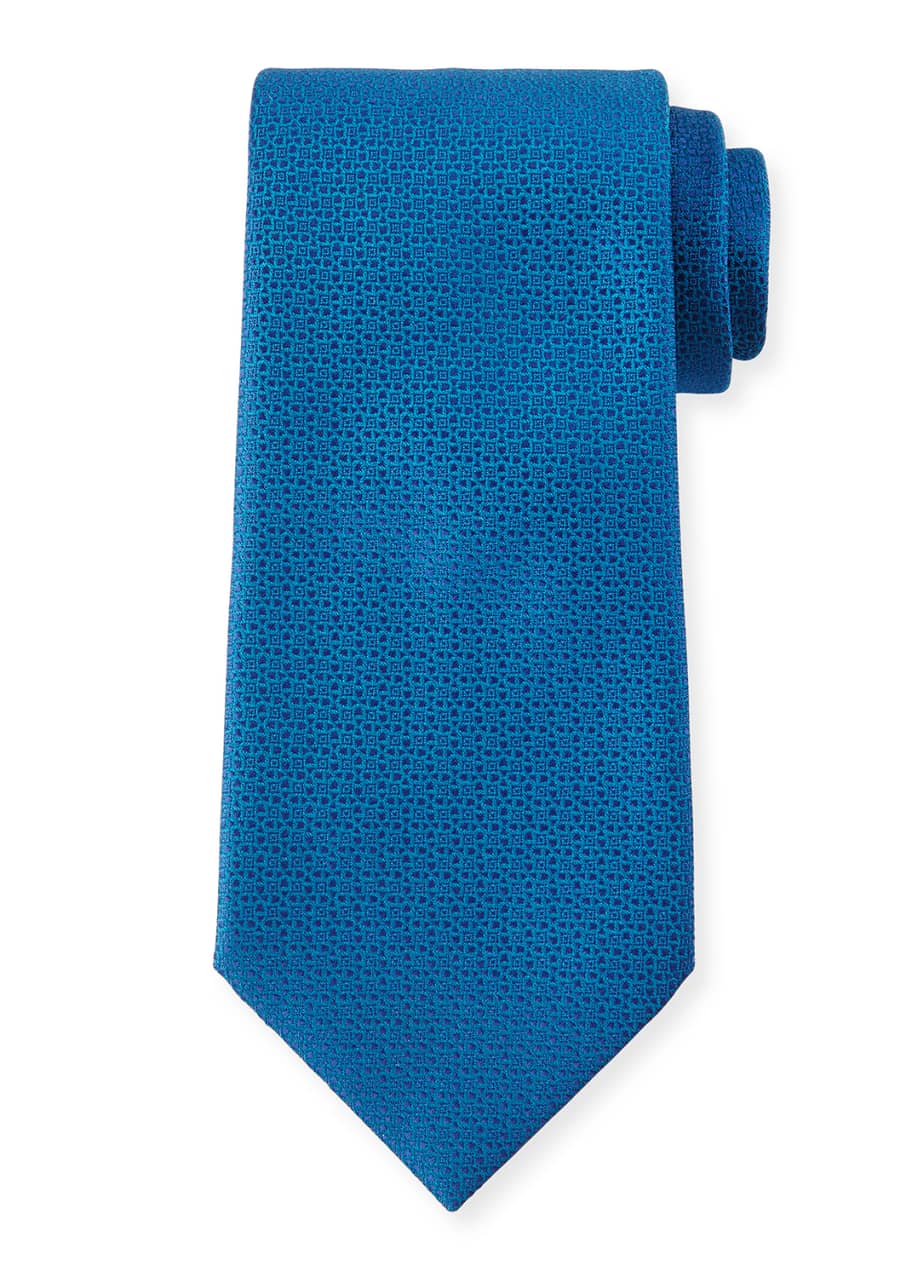 Image 1 of 1: Textured Silk Tie, Blue