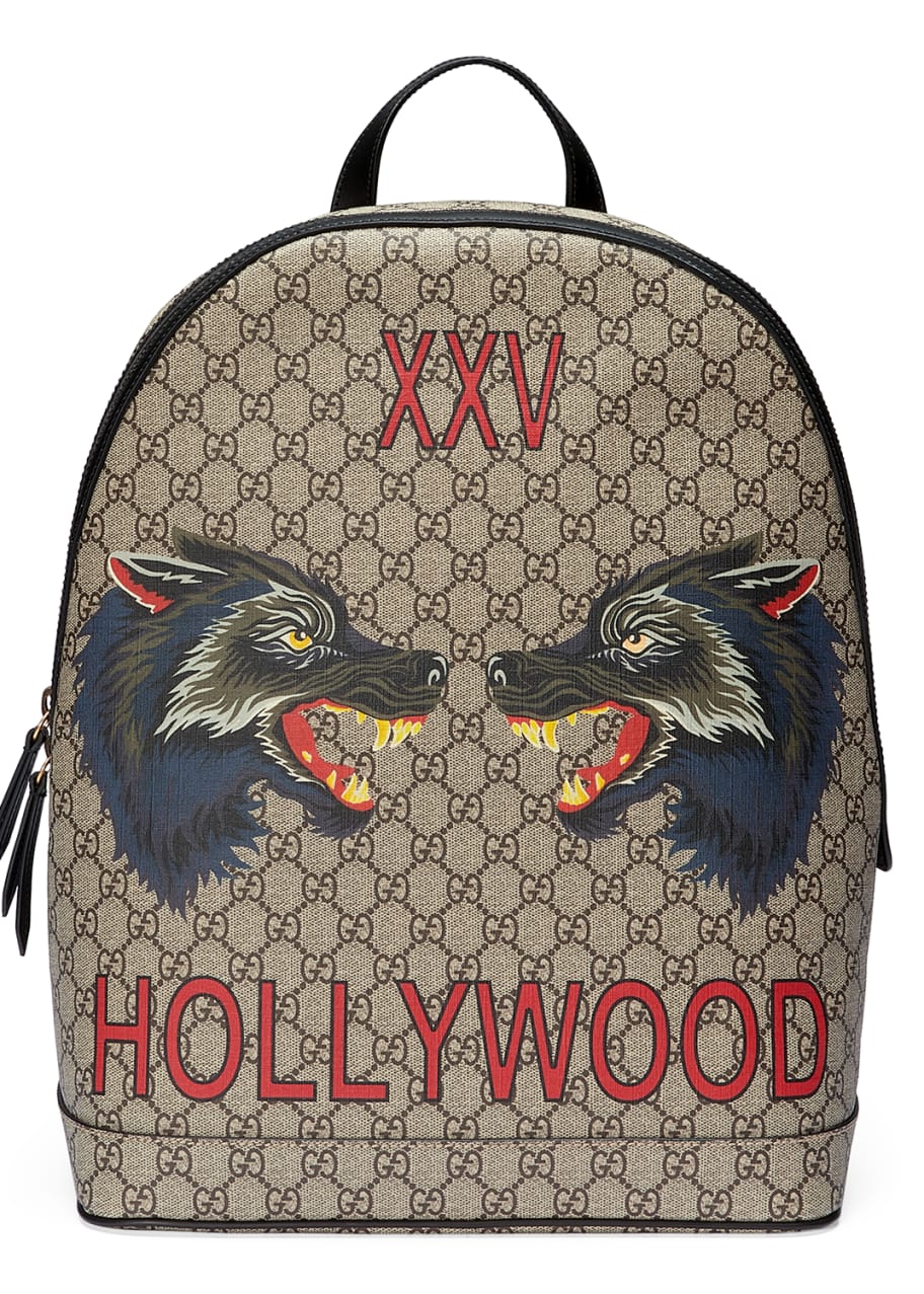Gucci XXV Wolf Print GG Supreme Backpack Bergdorf Goodman