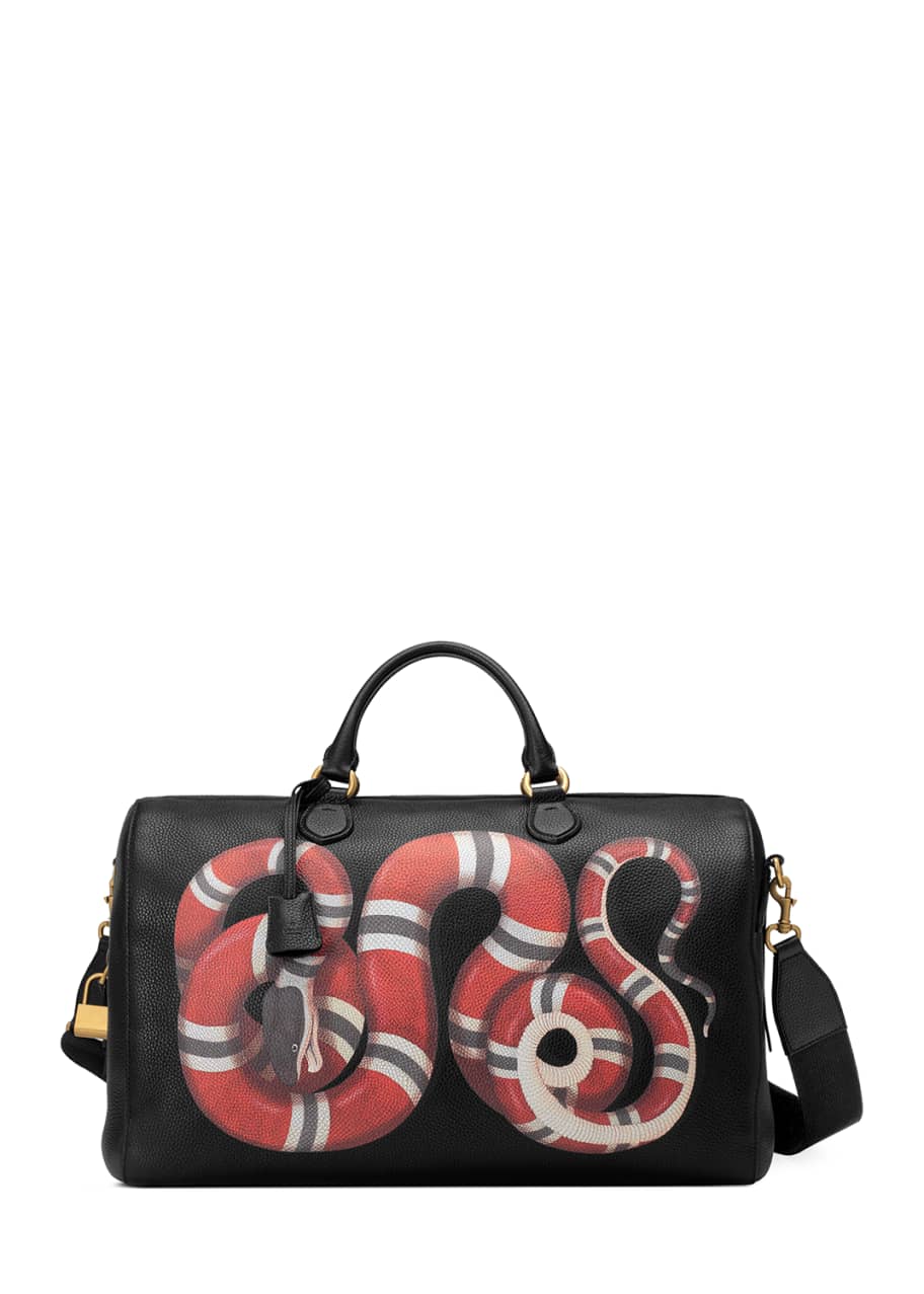 Gucci Kingsnake Print Shoulder Bag in Black