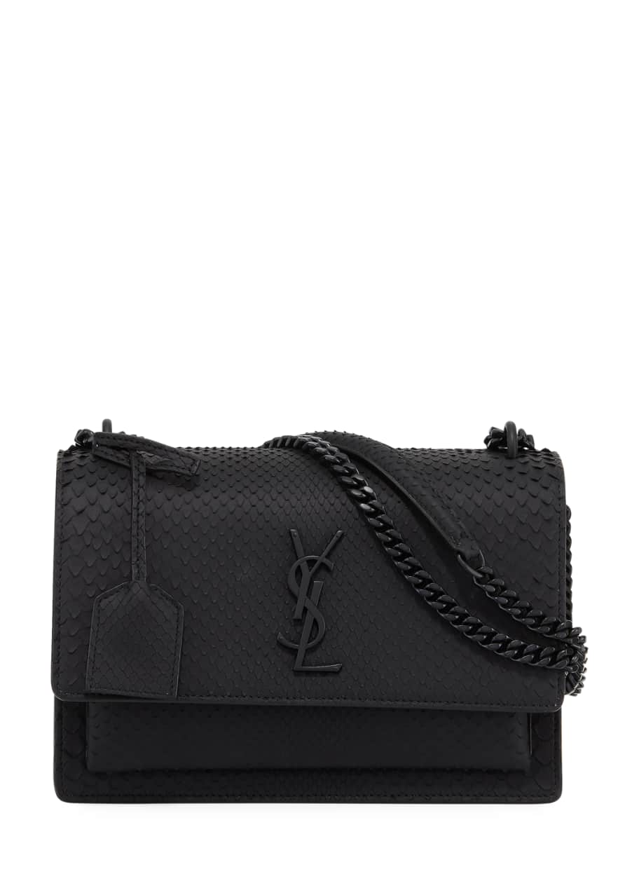 Saint Laurent Sunset Monogram Medium Python Shoulder Bag