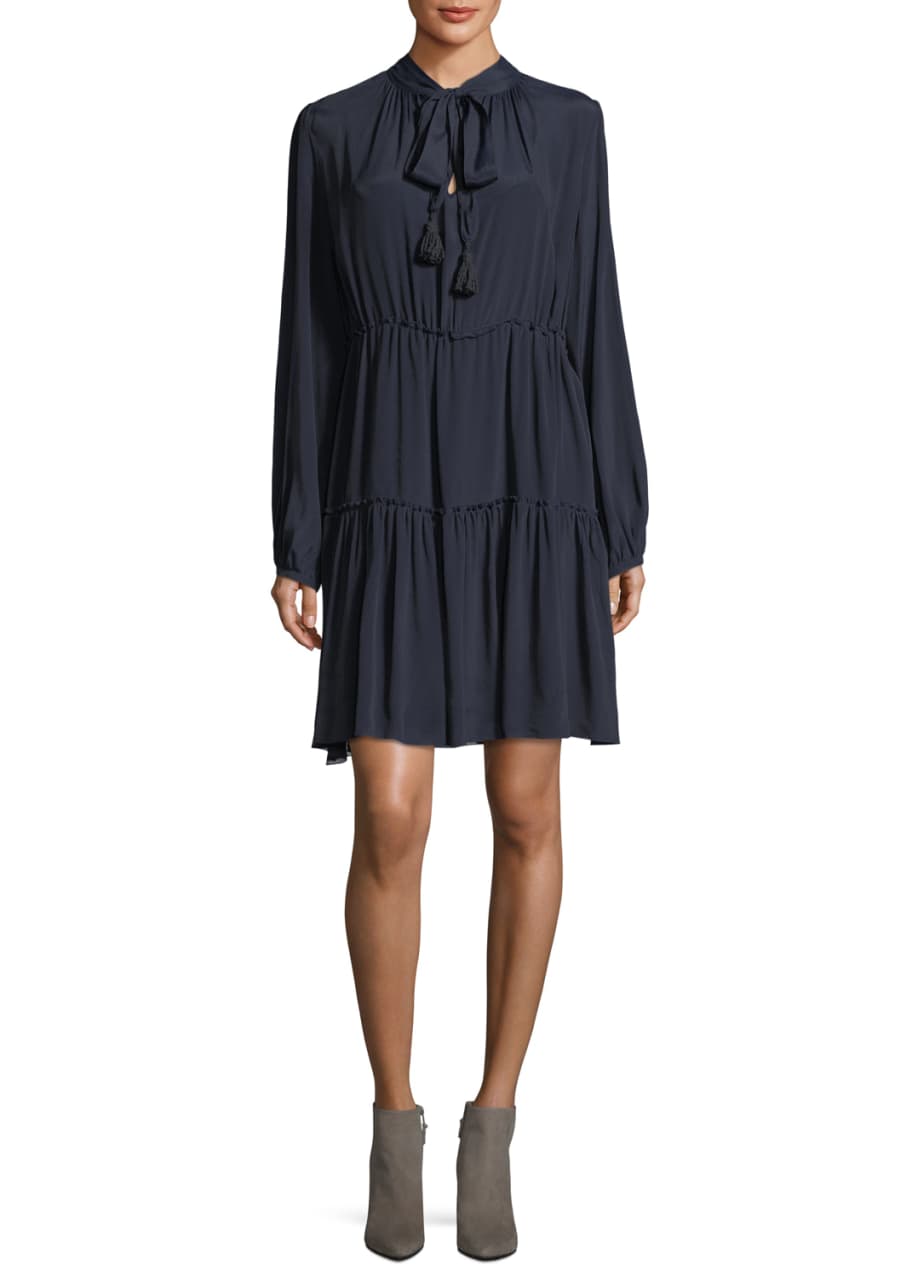 See by Chloe Long Sleeve Tie Neck Dress Bergdorf Goodman