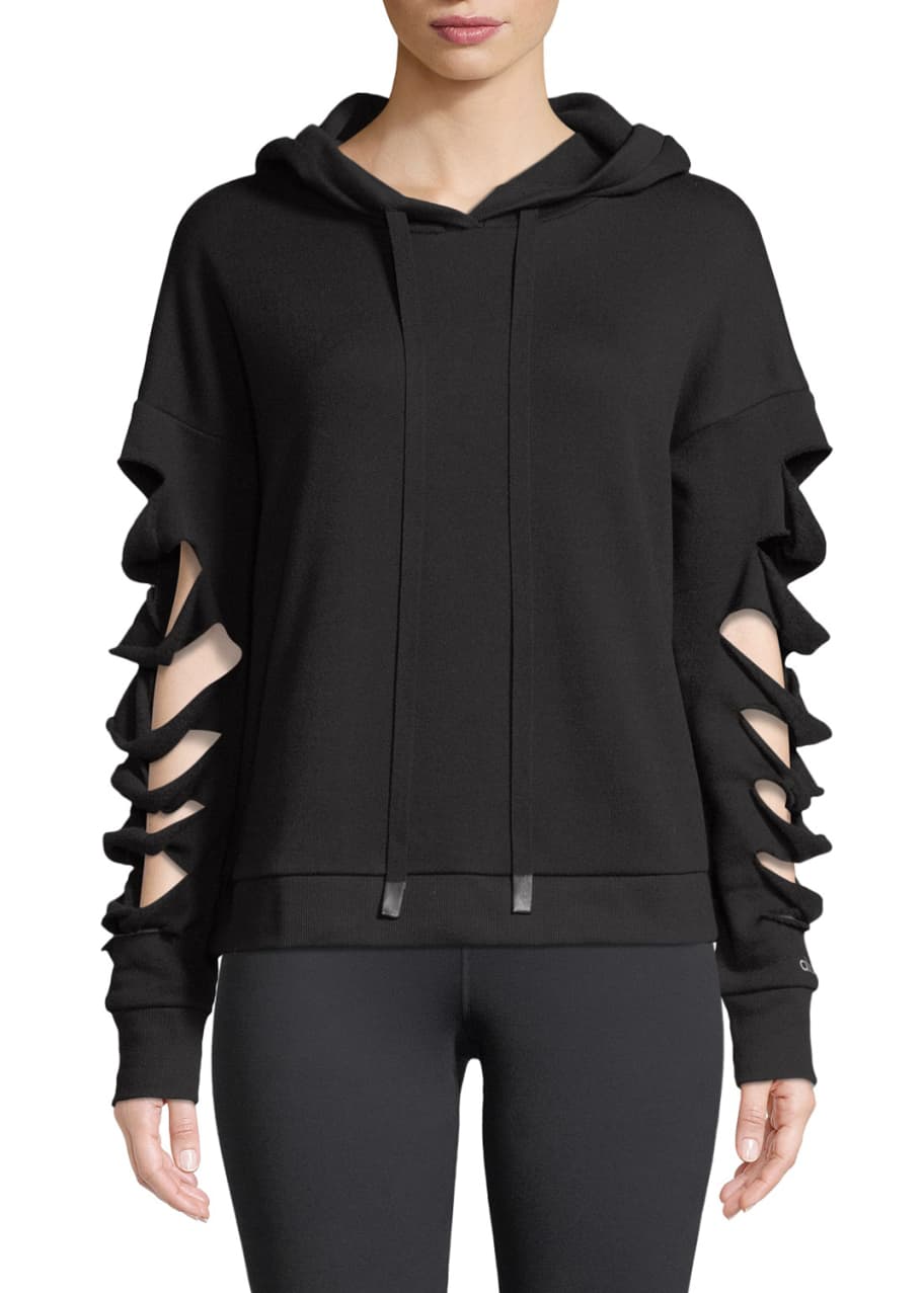 Alo Yoga Slay Slashed Long Sleeve Hoodie Sweatshirt Bergdorf Goodman
