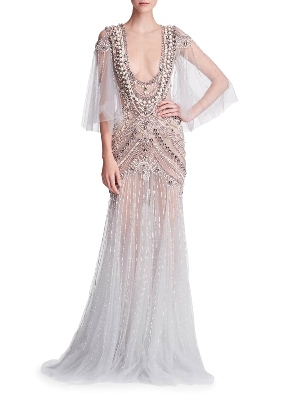 Marchesa cape deals gown