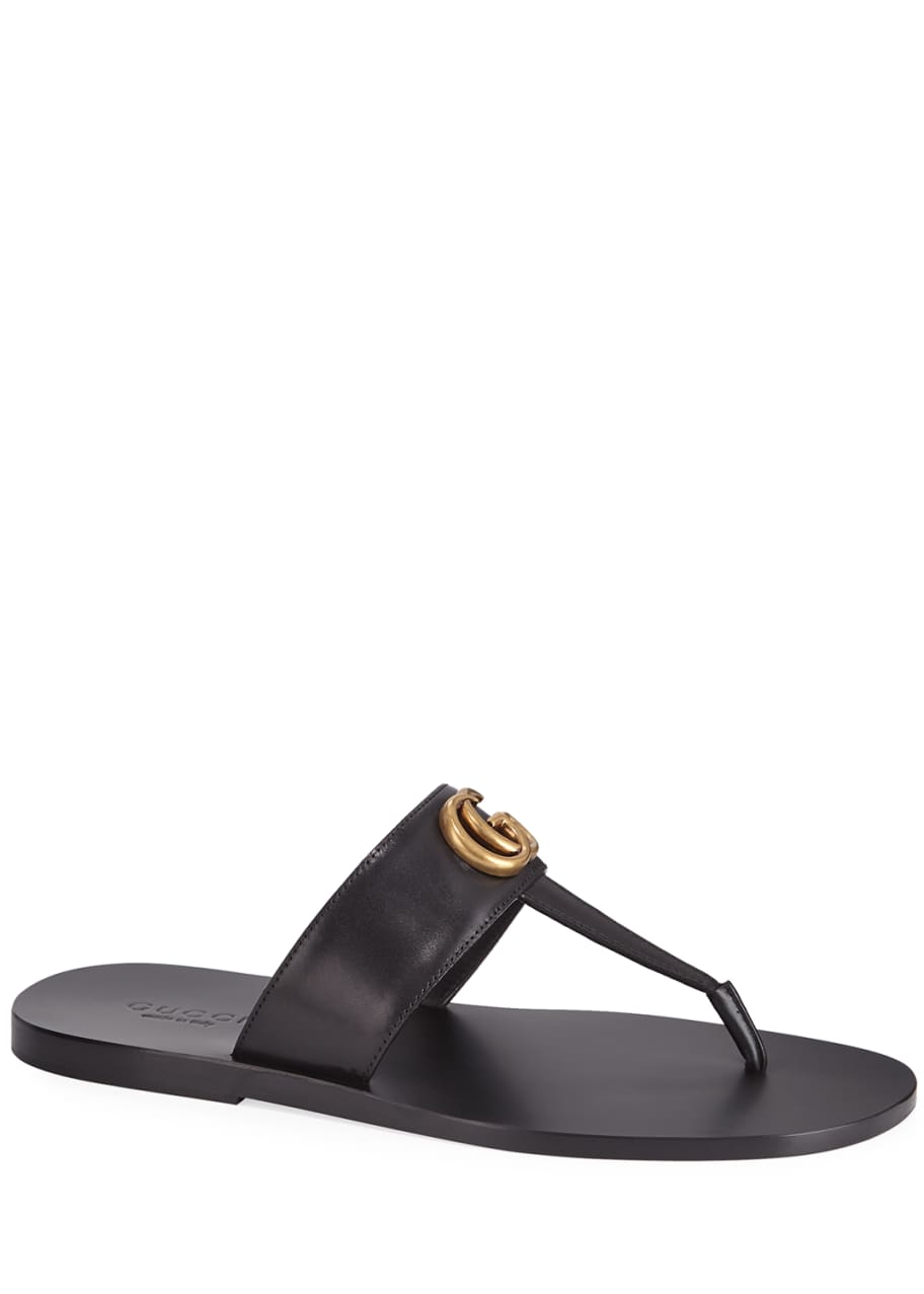 Image 1 of 1: Men's GG-Stud Leather Thong Sandals