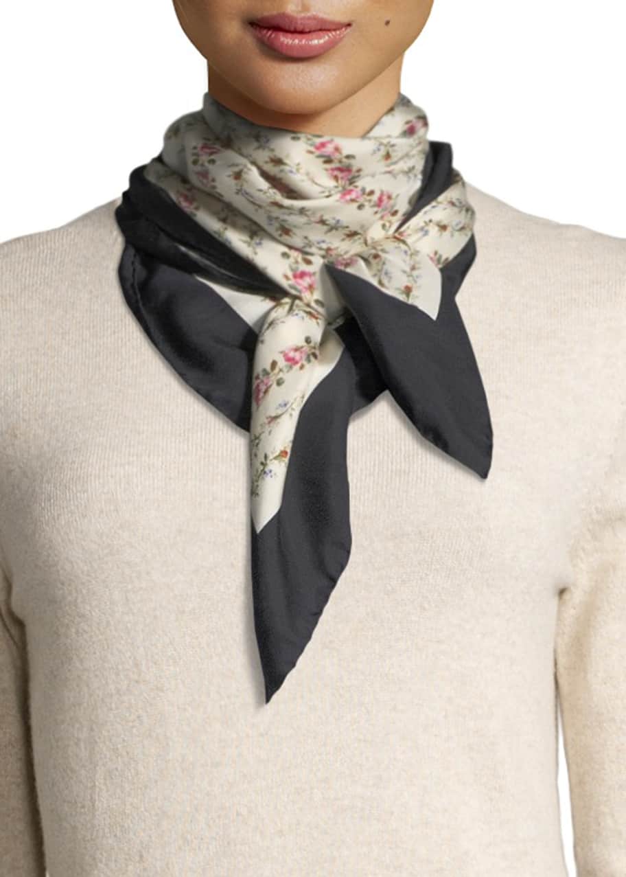 Gucci Rose Series Logo Silk Scarf Bergdorf Goodman