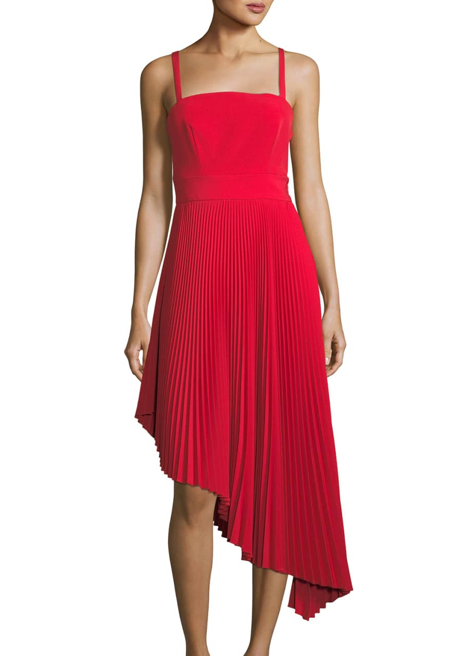 Milly Eliza Italian Cady Pleated Asymmetric Dress Bergdorf Goodman