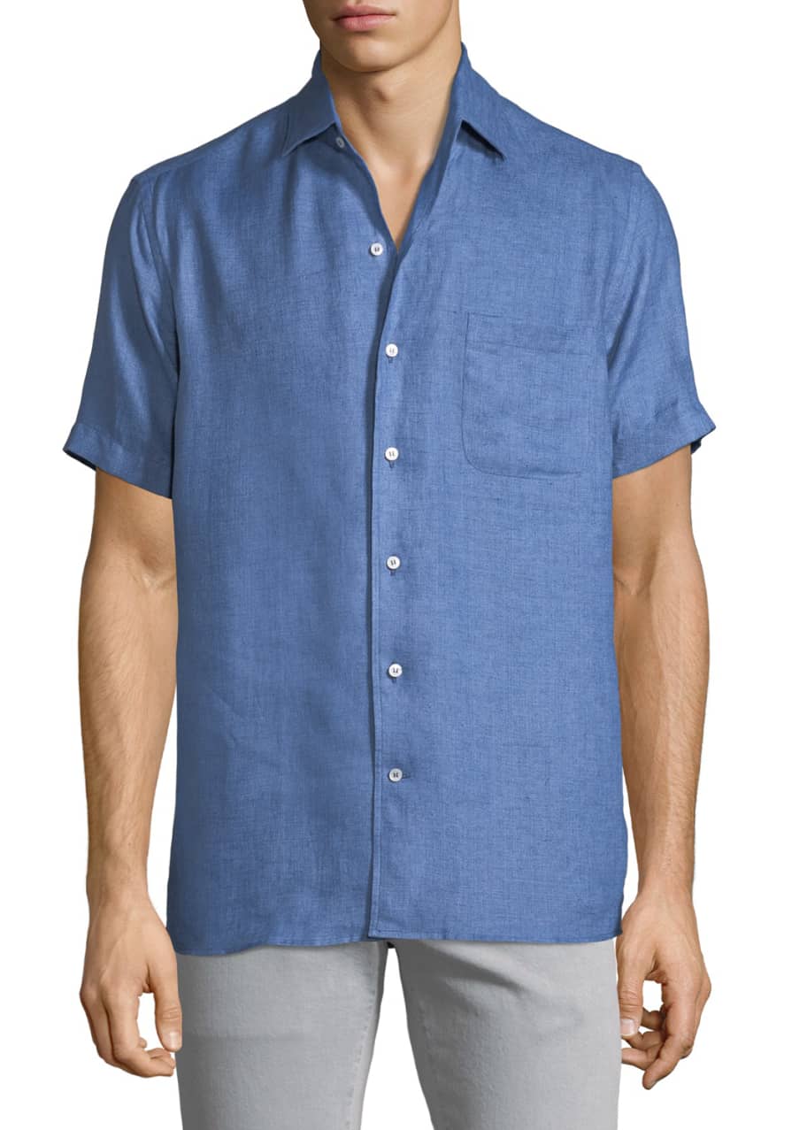 Loro Piana Men's Arizona Linen Short-Sleeve Sport Shirt - Bergdorf Goodman