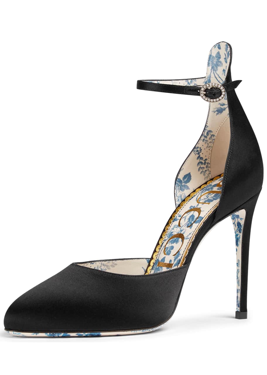Gucci Satin Ankle-Strap 105mm d'Orsay Pumps - Bergdorf Goodman