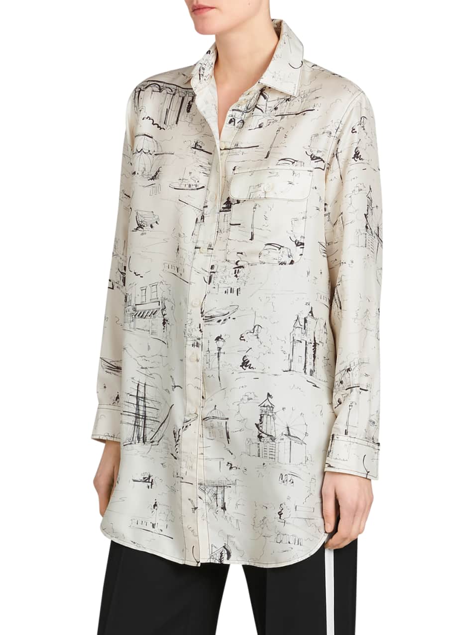 Burberry Chava Seaside Mulberry Silk Tunic Shirt Bergdorf Goodman