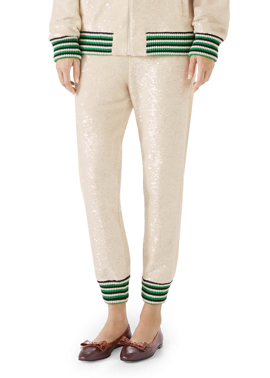 Gucci Sequin Embroidered Jersey Jogger Pants Bergdorf Goodman