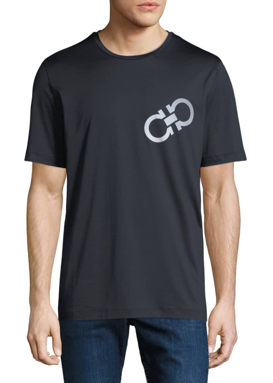 Salvatore Ferragamo Men s Cotton T Shirt w Oversize Gancini Logo