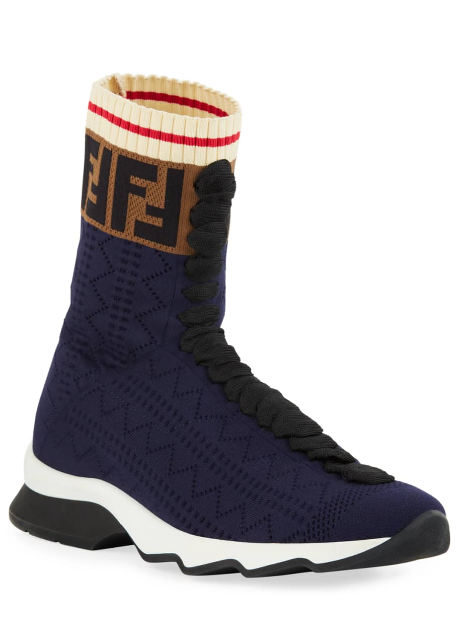 Fendi women's rockoko on sale high top knit sneakers
