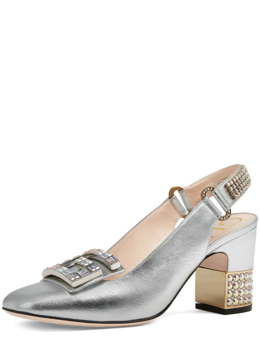 Gucci Madelyn 75mm Metallic Leather Slingback Pump Bergdorf Goodman