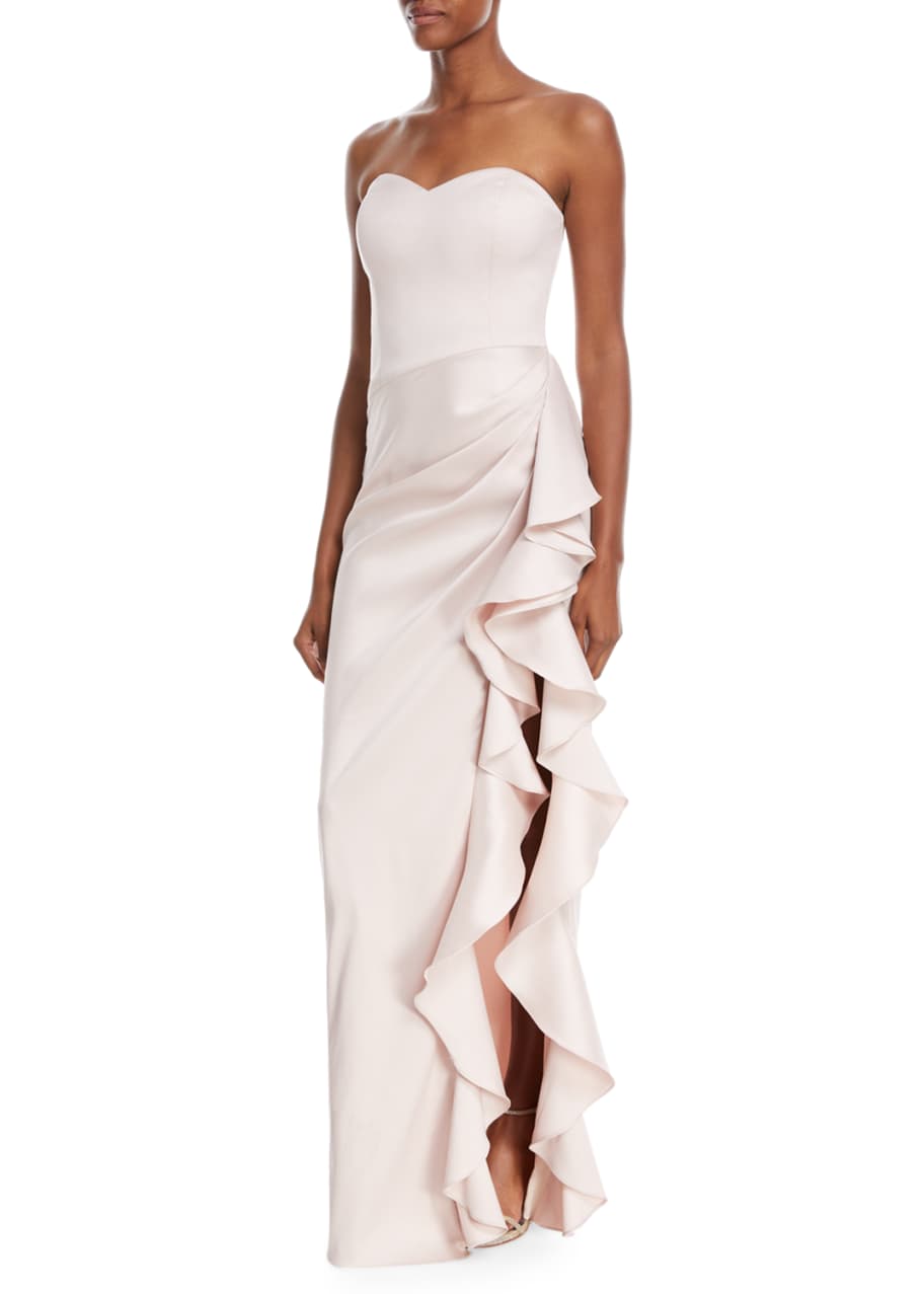 Badgley Mischka Collection Strapless Sweetheart Asymmetric Ruffle Gown Bergdorf Goodman 2712