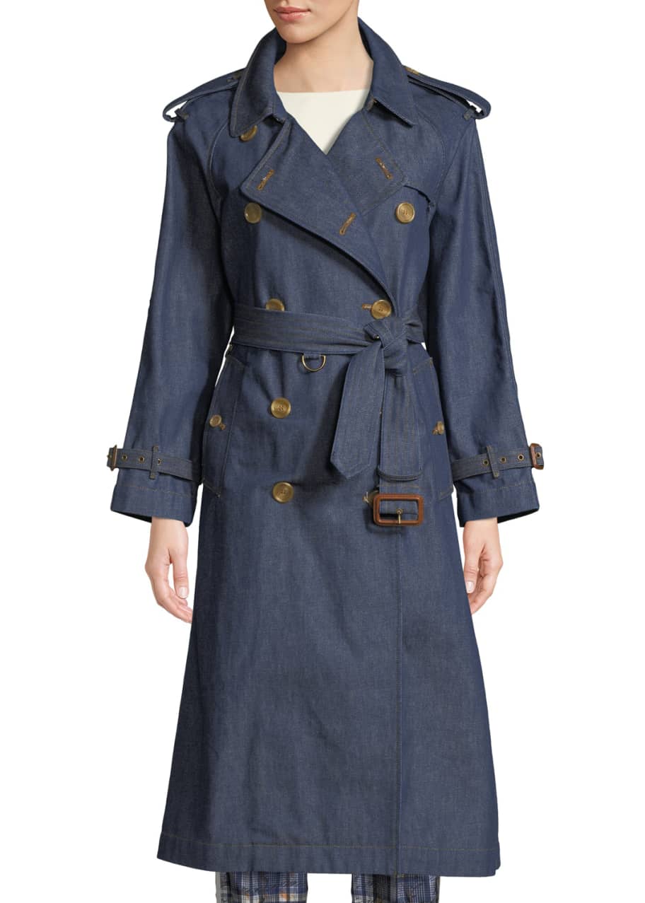 Burberry Denim Long Trench Coat - Bergdorf Goodman