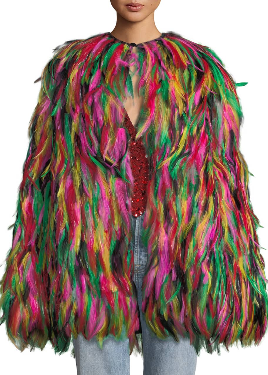 Adrienne Landau Iris Apfel Multi Feather Cape Bergdorf Goodman