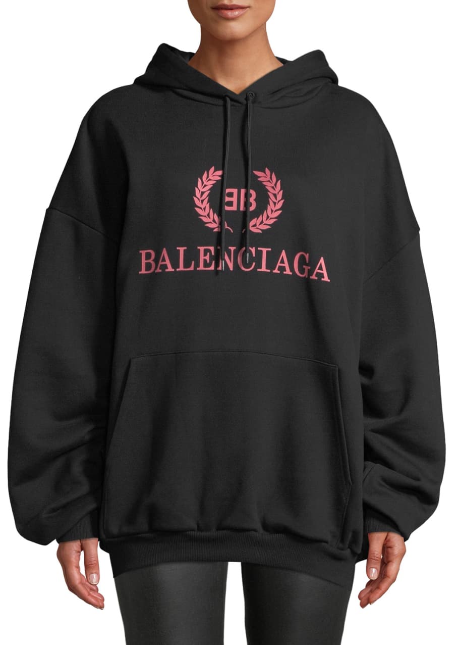 Printed cotton fleece hoodie in grey - Balenciaga