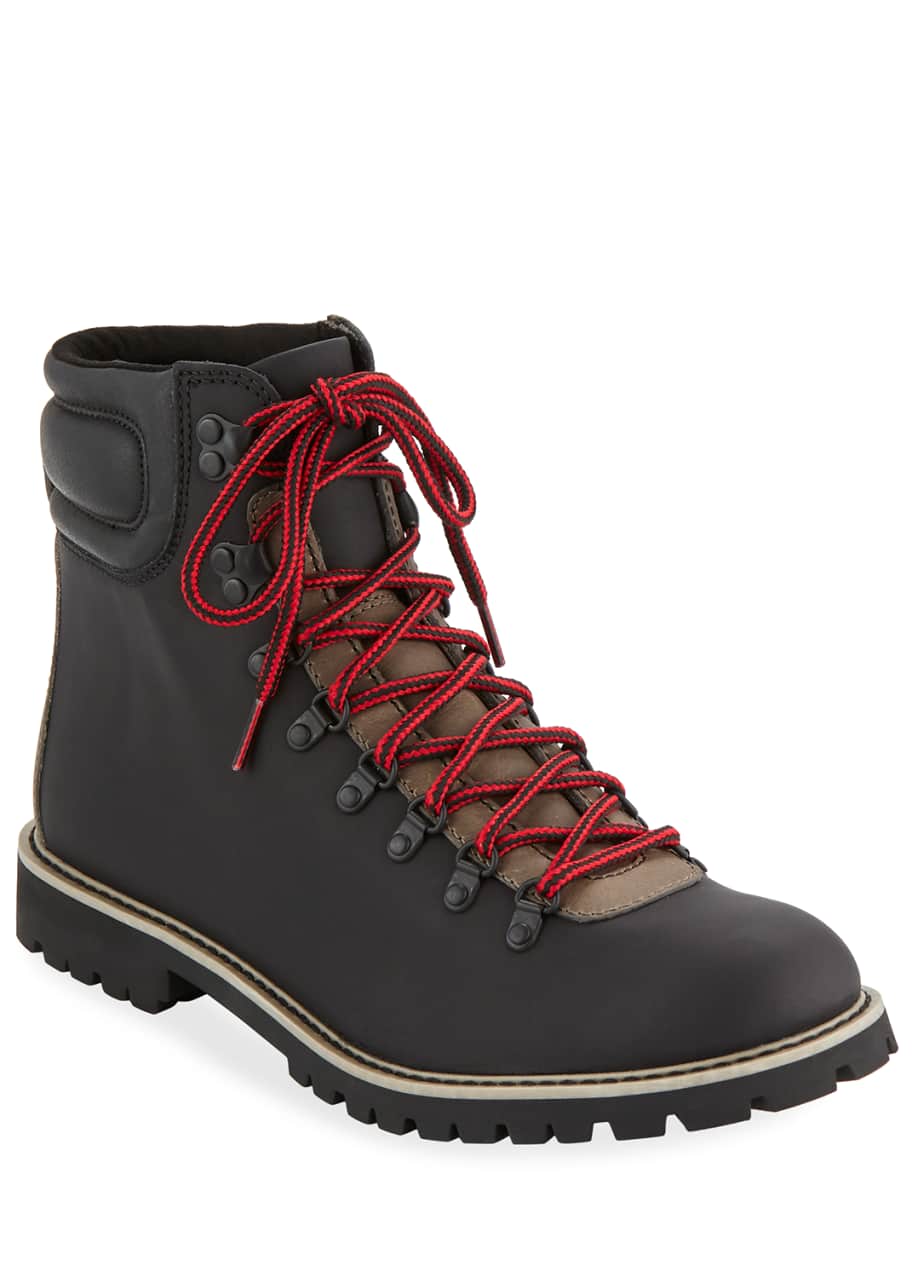Image 1 of 1: Men's Waterproof Two-Tone Leather Hiking Boots