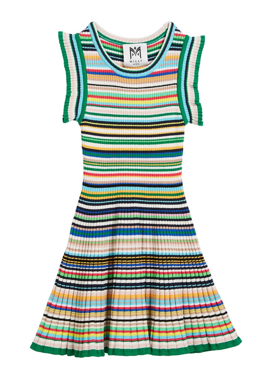 Image 1 of 1: Micro-Stripe Flare Dress, Size 4-7
