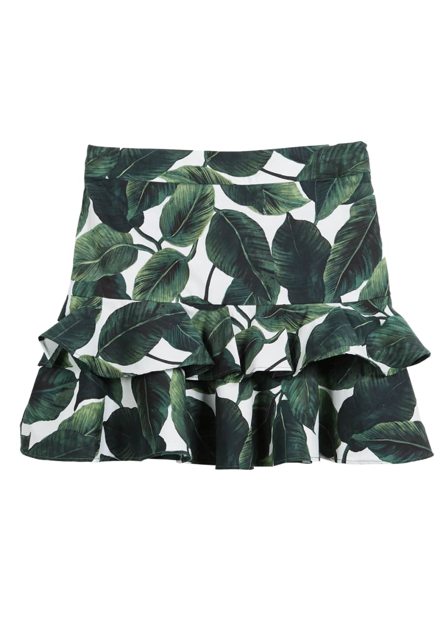 Image 1 of 1: Banana Leaf Ruffle Tiered Mini Skirt, Size 8-14