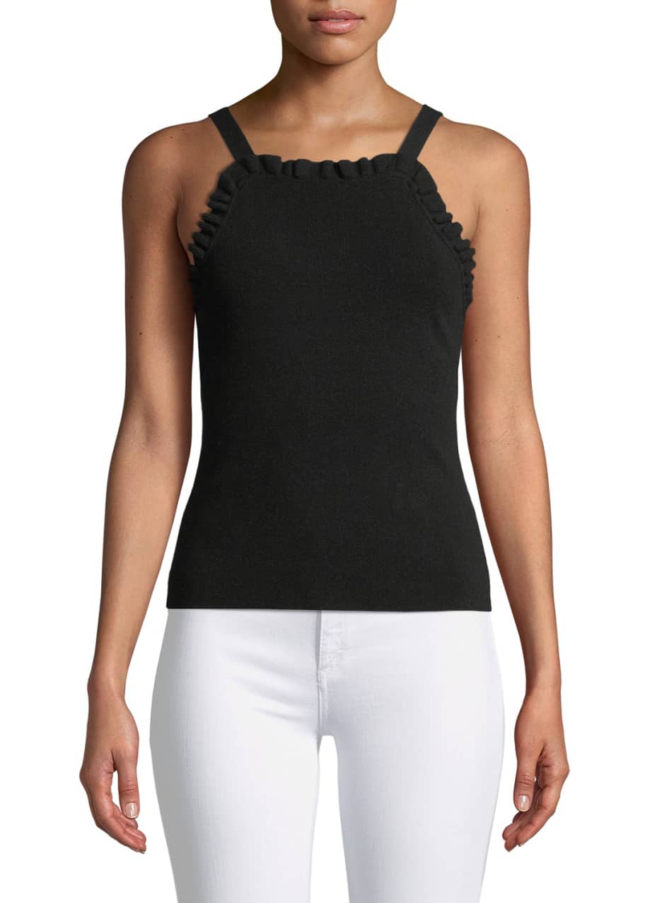 Milly RuffledTrim Knit Tank Top Bergdorf Goodman