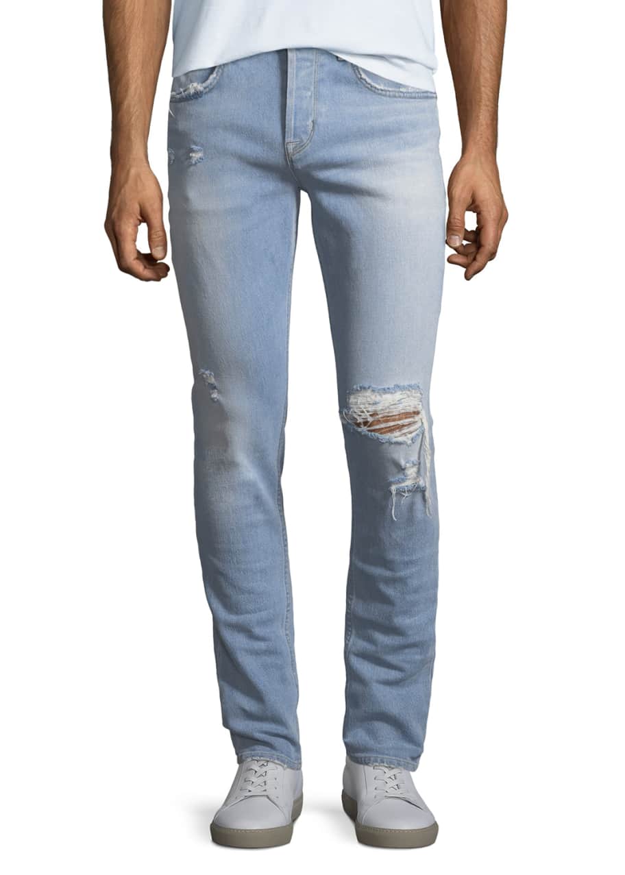 Hudson Men's Axl Distressed Skinny Jeans, Blaze - Bergdorf Goodman