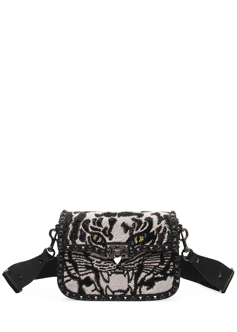 Verlichten hardware Wens Valentino Garavani Guitar Rockstud Rolling Noir Tiger Shoulder Bag -  Bergdorf Goodman