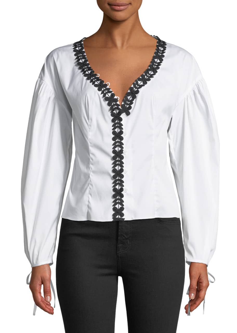 Milly Kayley FloralAppliqué Top Bergdorf Goodman