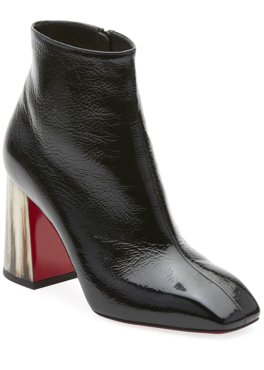 Christian Louboutin Hilconico Vintage Shiny Red Sole Booties Bergdorf Goodman