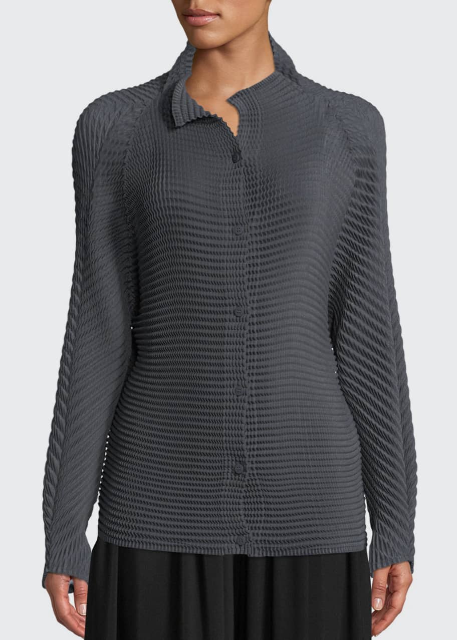 Image 1 of 1: Long-Sleeve Button-Down Wool-Blend Sweater