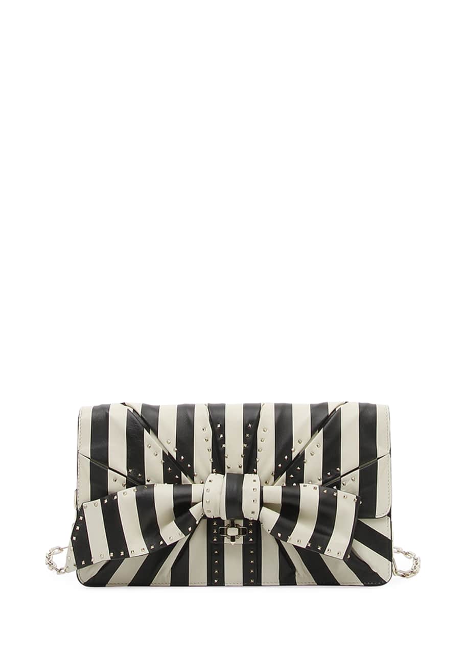 Valentino Garavani V.Stripes Bow Clutch Bag Bergdorf Goodman