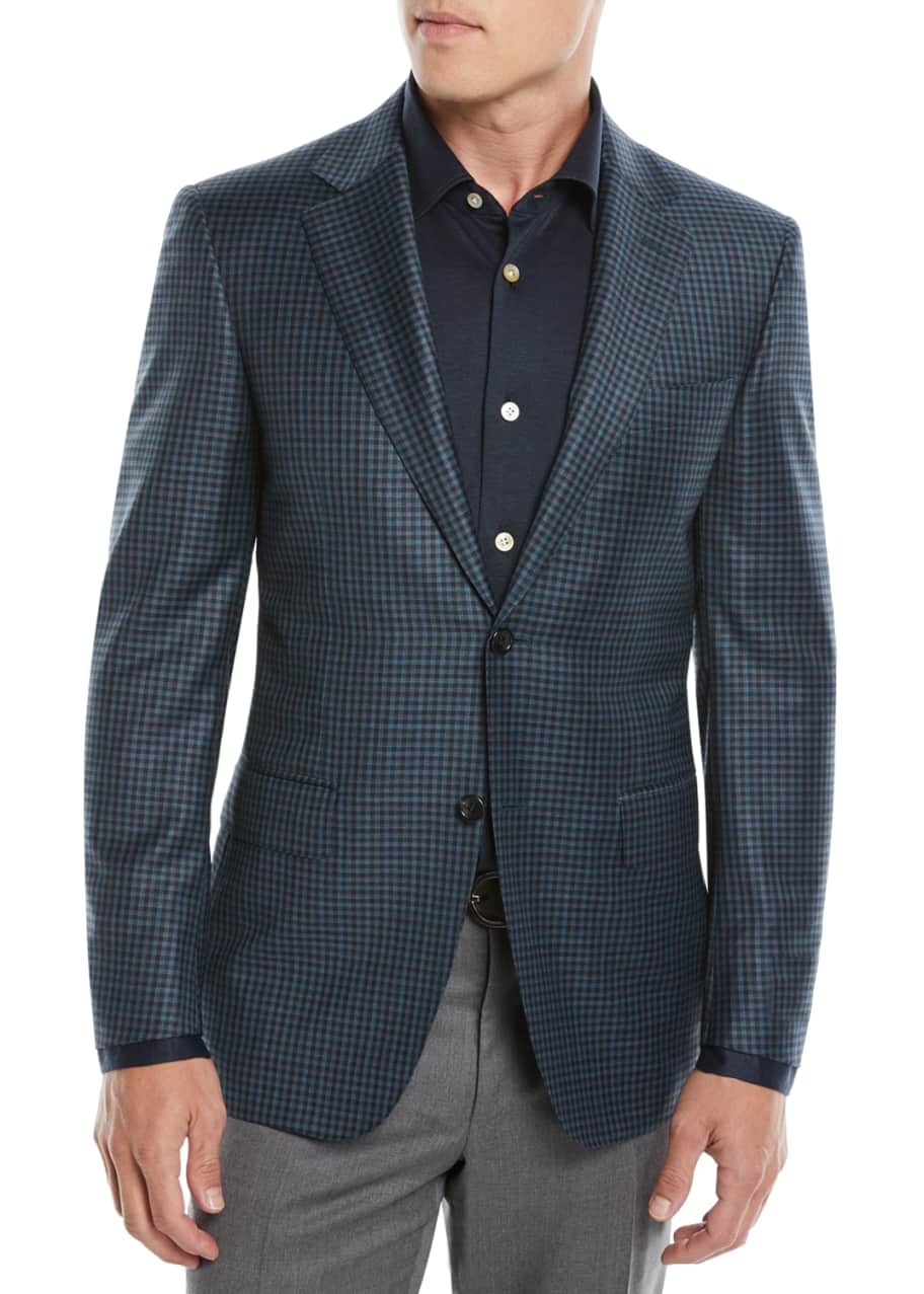 Canali Men's Super 130s Wool Check Two-Button Jacket - Bergdorf Goodman