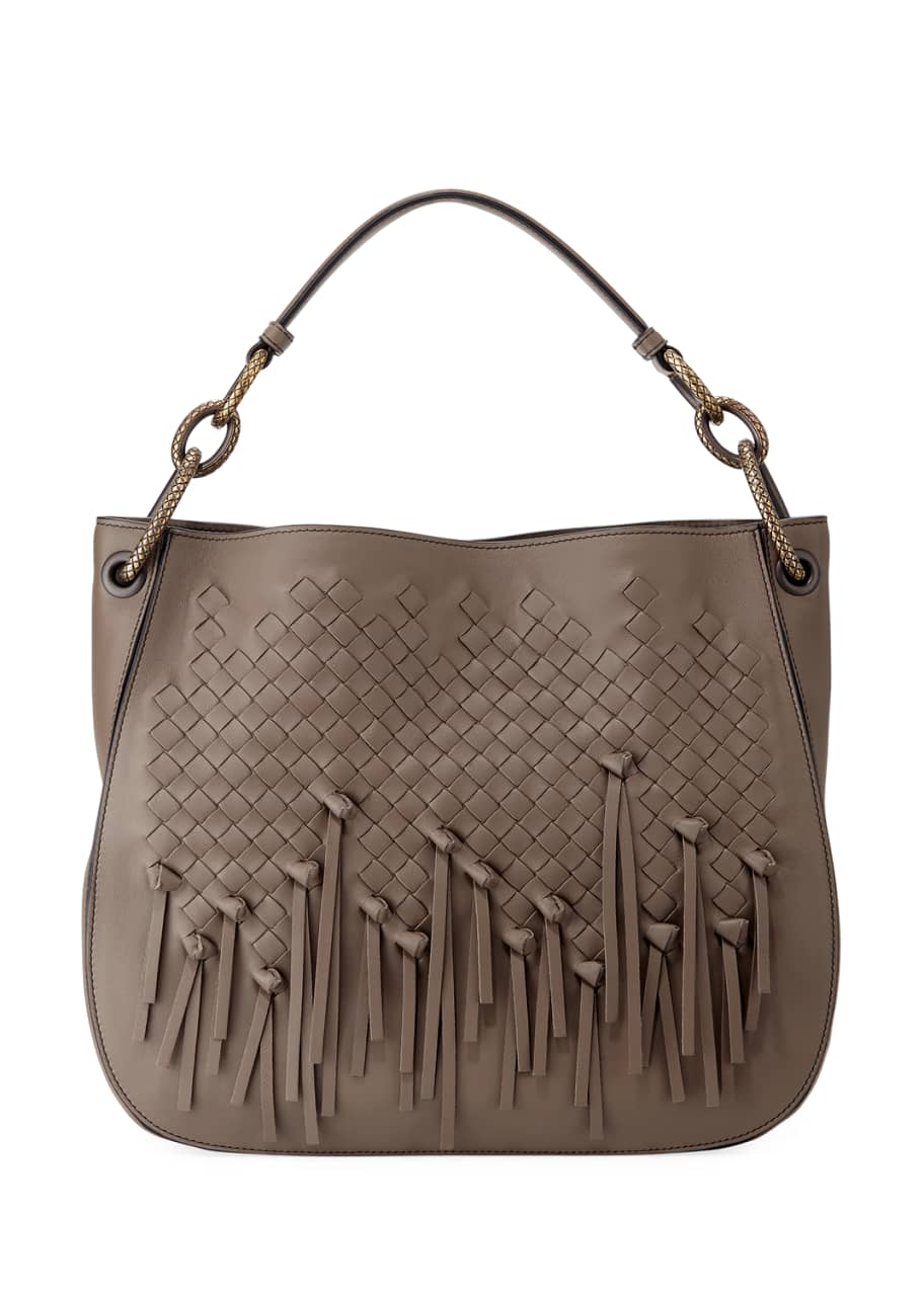 Bottega veneta small loop intrecciato woven hobo bag 2025
