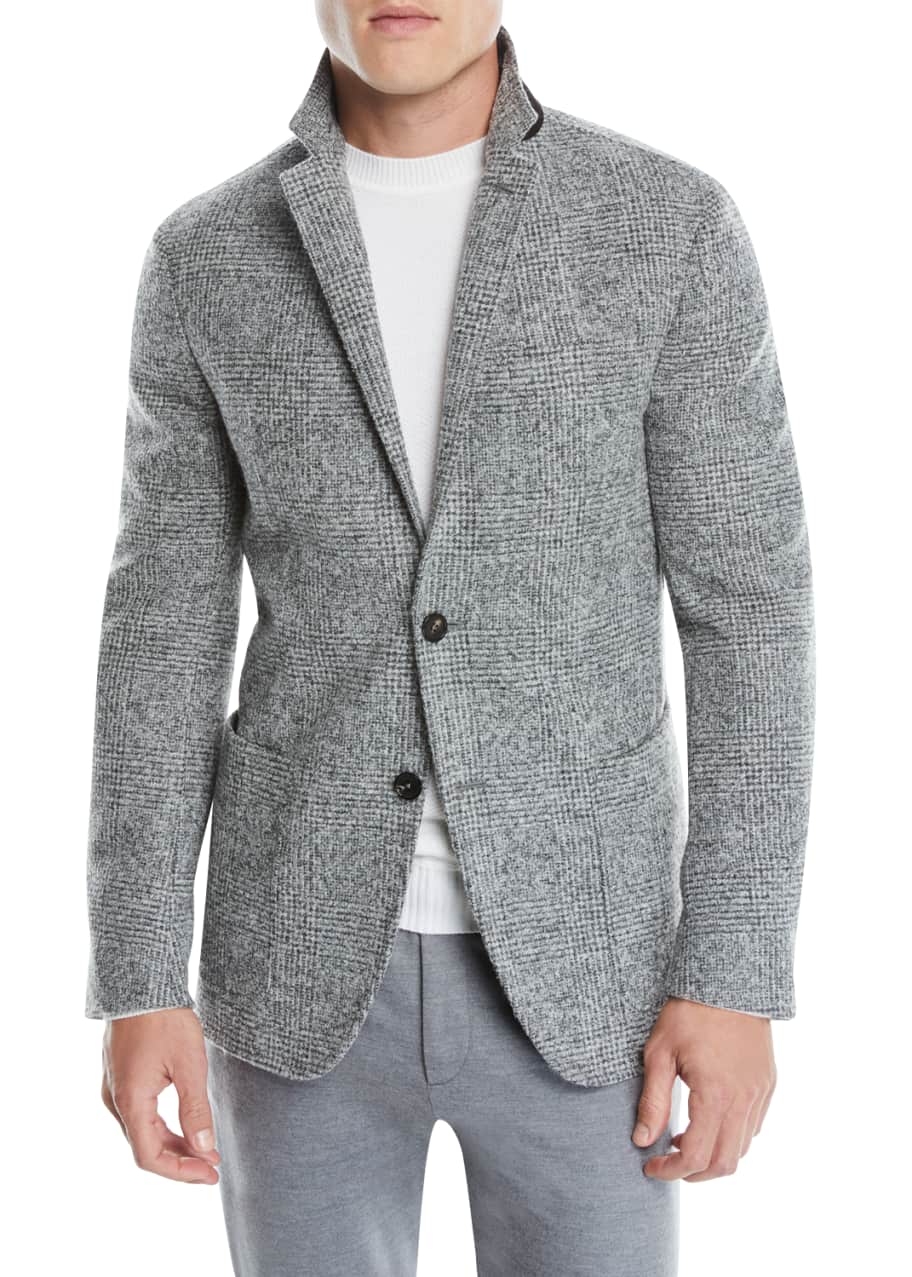 Ermenegildo Zegna Men's Two-Button Plaid Alpaca/Wool Blazer Jacket ...