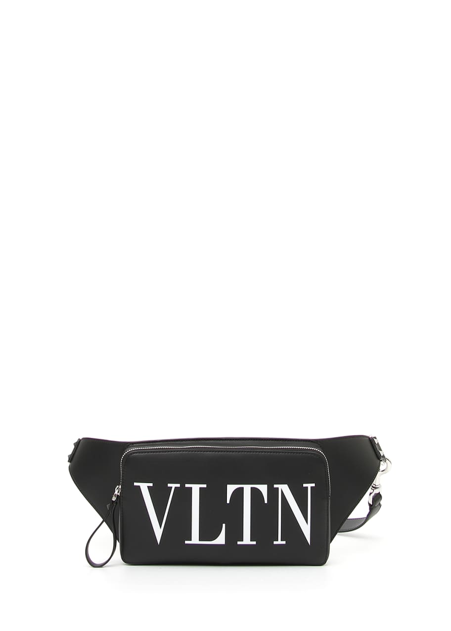 Vltn Leather Crossbody Bag for Man in Black/white