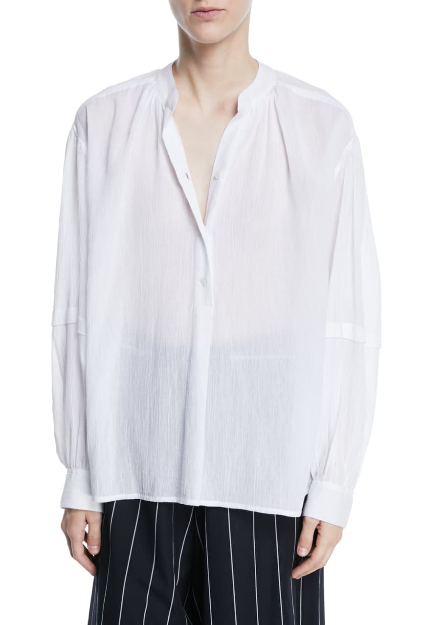 Image 1 of 1: Poet Long-Sleeve Button-Front Blouse
