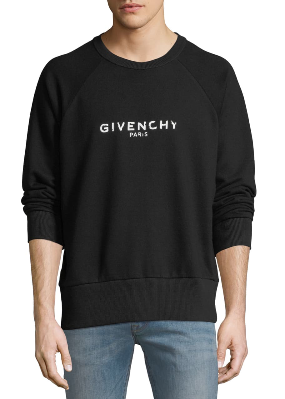 Givenchy Men s Distressed Logo Crewneck Sweatshirt Bergdorf Goodman