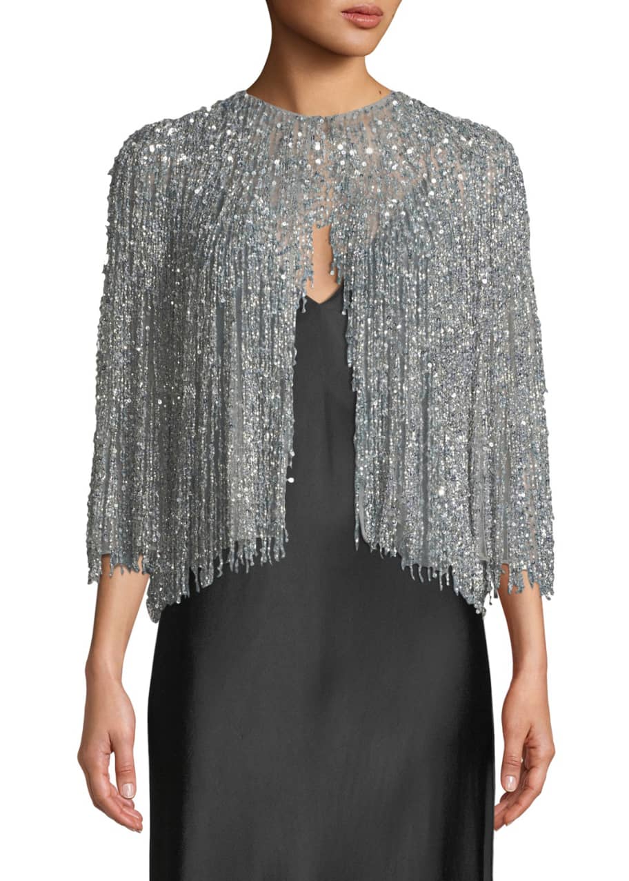 Naeem Khan Fringe Beaded Evening Jacket - Bergdorf Goodman