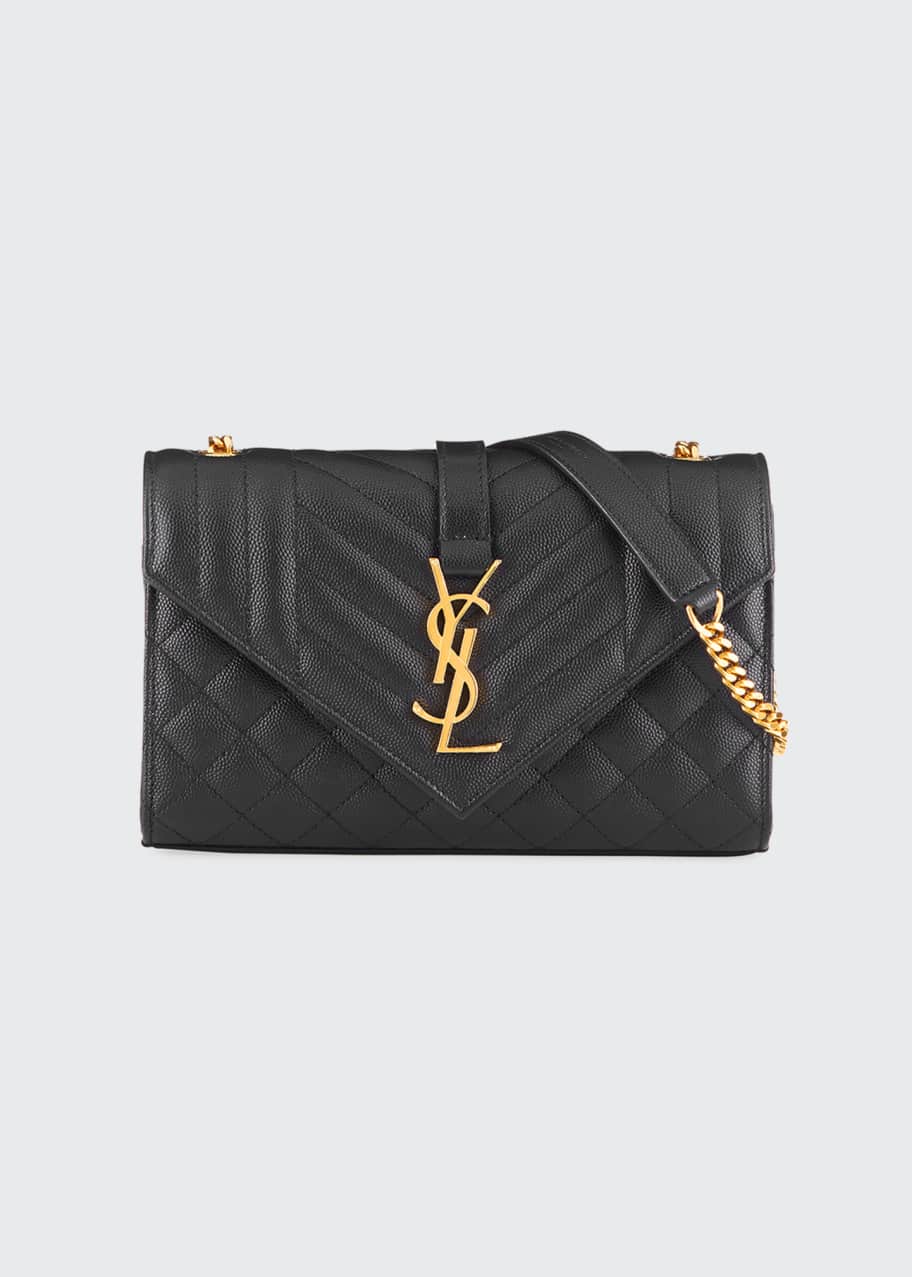 Saint Laurent Monogram YSL Envelope Small Chain Shoulder Bag - Golden ...