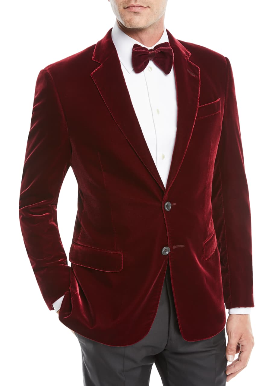 Giorgio Armani Men s Velvet Two Button Sport Coat Jacket Merlot