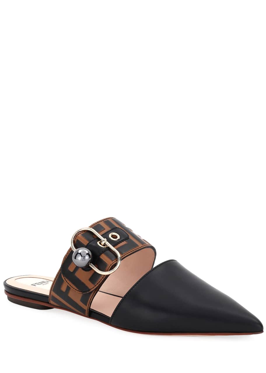 Fendi logo pearly slide mule Clearance