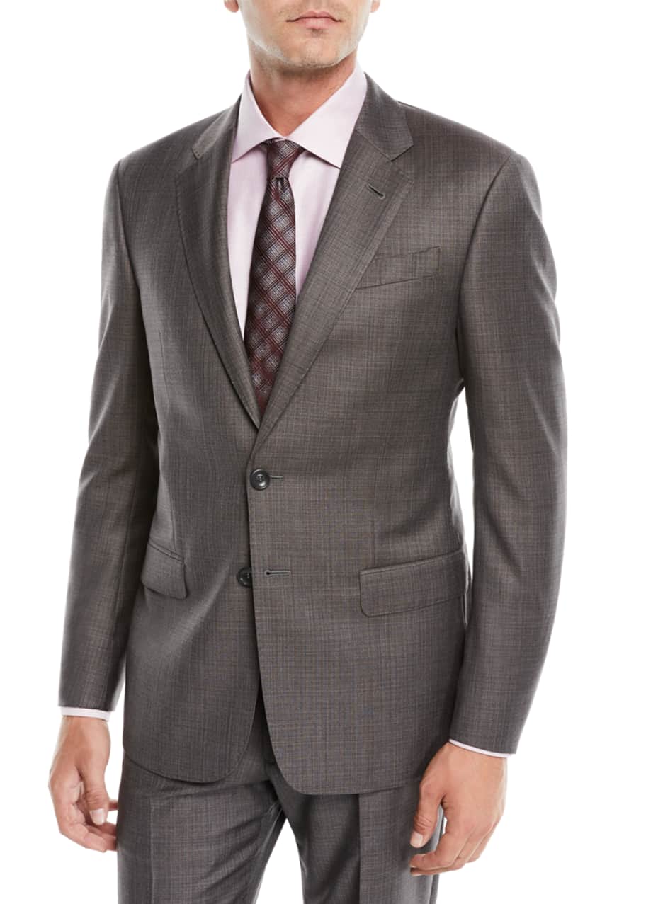 Image 1 of 1: Men's Melange Two-Piece Wool Suit