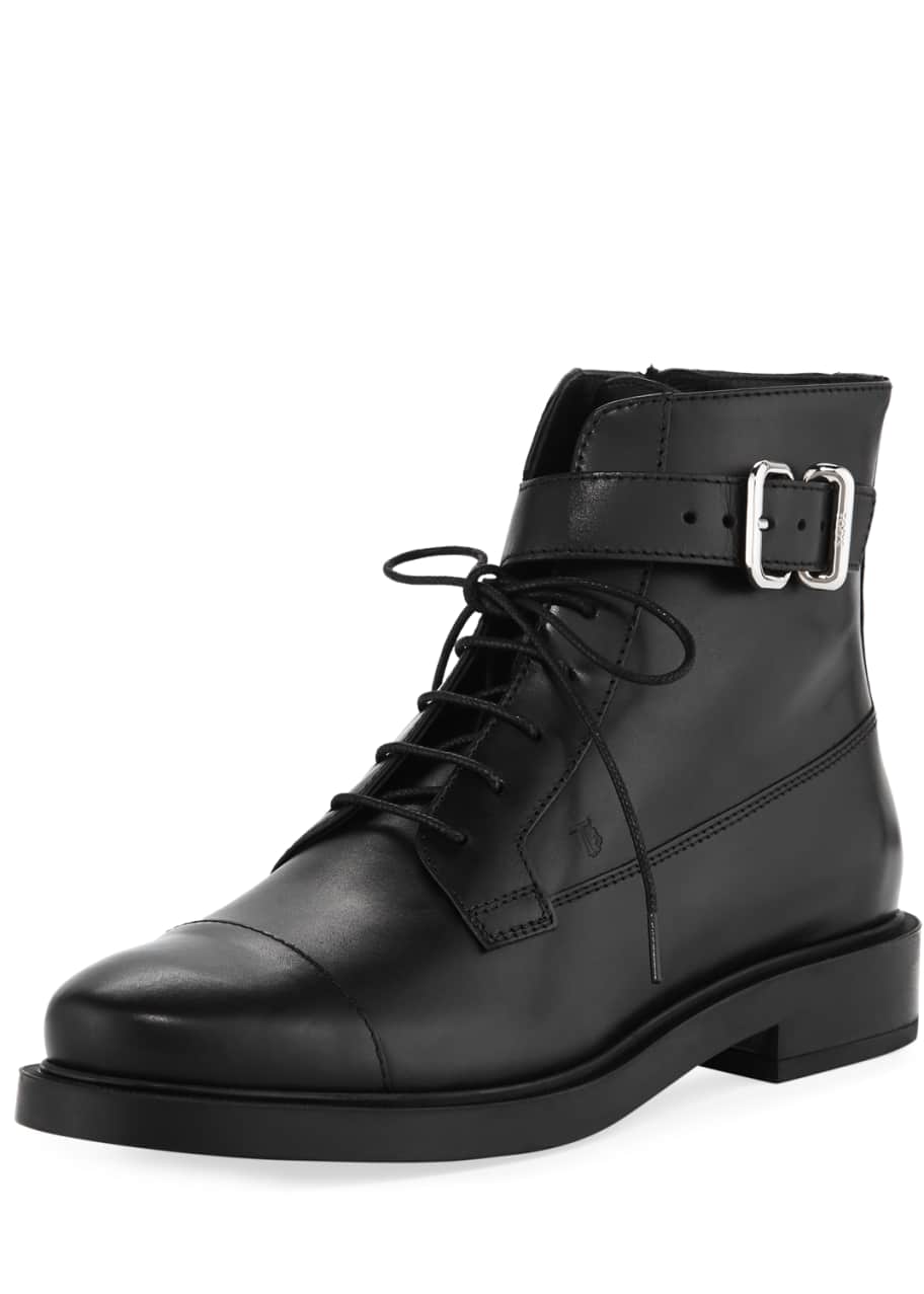 Tod's Lace-Up Leather Combat Boots - Bergdorf Goodman