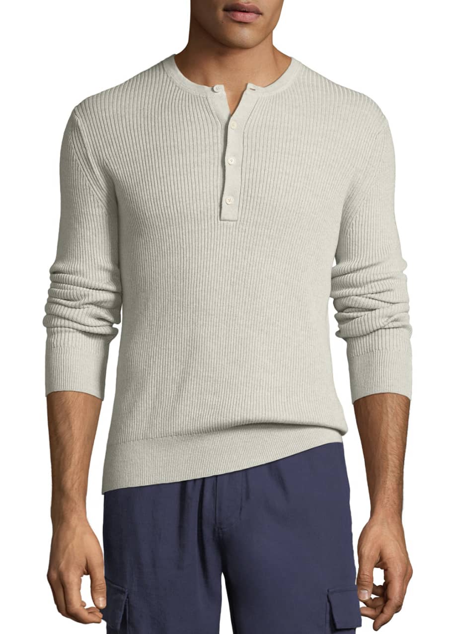 Vince Men's Ribbed Henley Shirt Bergdorf Goodman