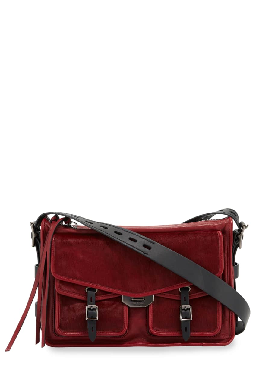 Rag Bone Field Leather Calf Hair Messenger Crossbody Bag
